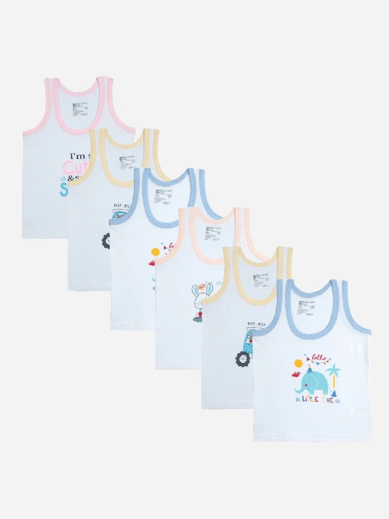 Baby Boys Vest Round Neck Sleeveless Pack of 6