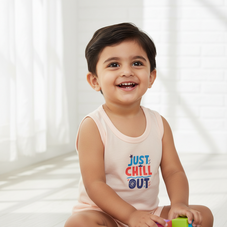 Bodycare Boys Cotton Vest Round Neck Sleeveless Solid Pack Of 6