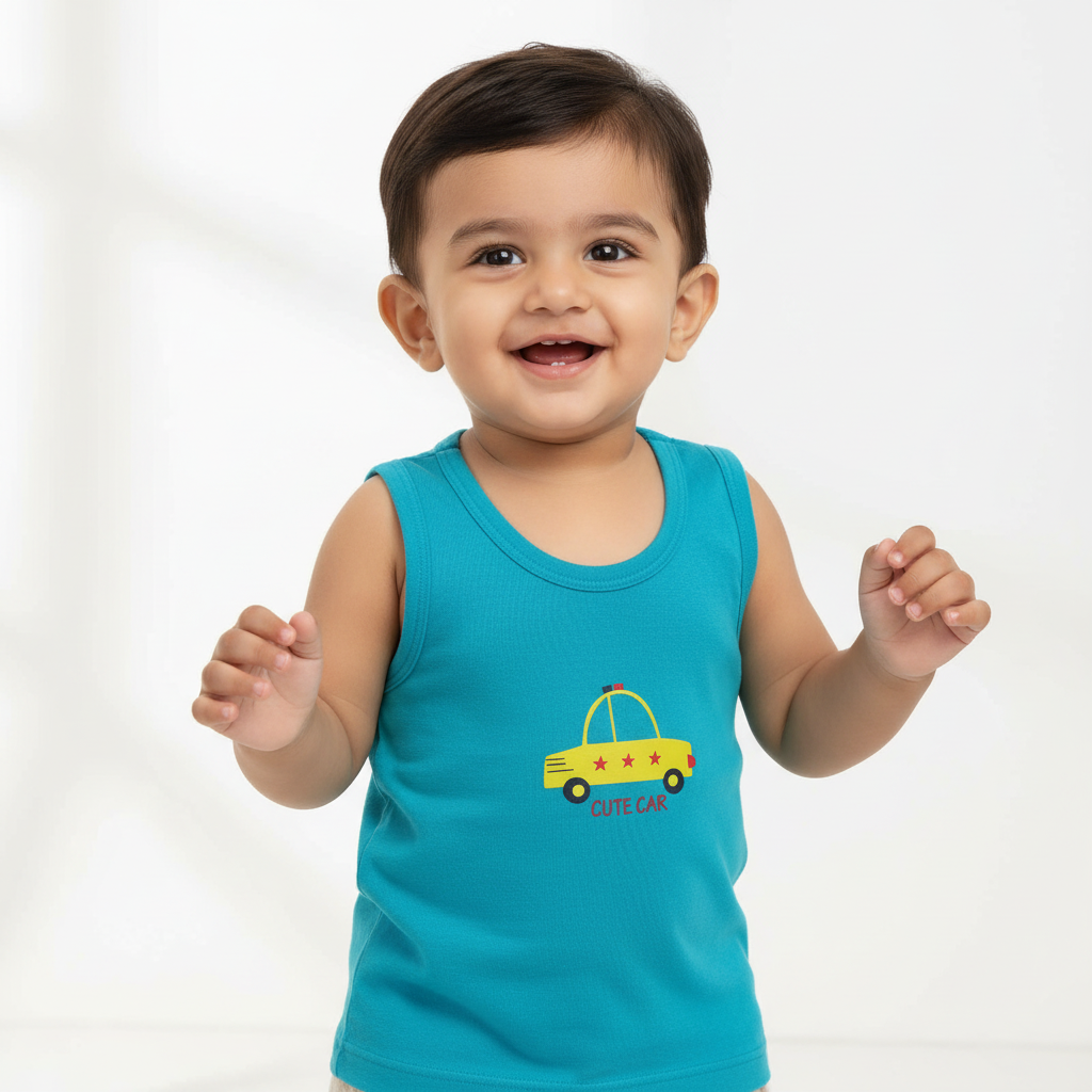 Baby Boys Vest Round Neck Sleeveless Pack of 6 - Bodycare