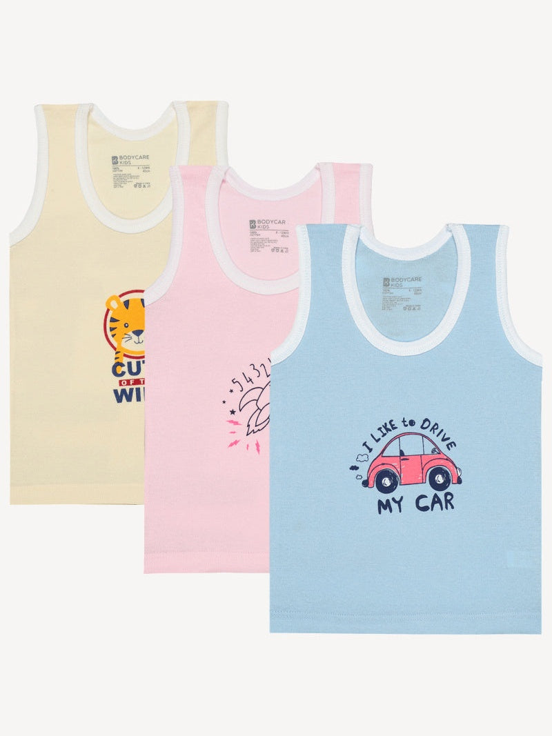 Baby Boys Vest Round Neck Sleeveless Pack of 3