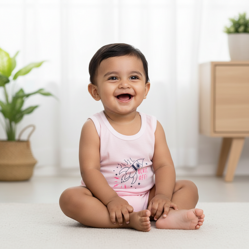 Baby Boys Vest Round Neck Sleeveless Pack of 3