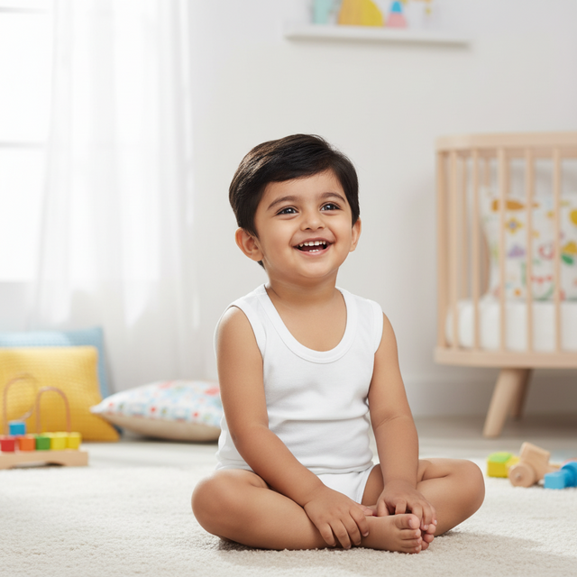 Baby Boys 100% Cotton Vest Round Neck Sleeveless Pack of 6 - Bodycare