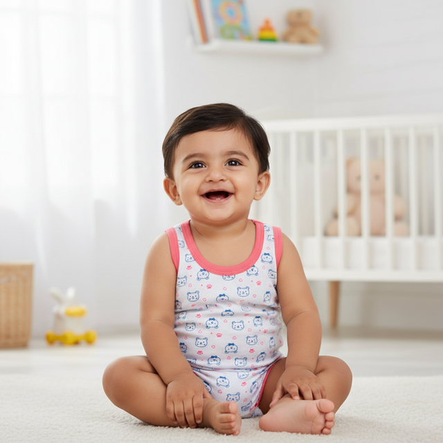 Baby Boys Vest Round Neck Sleeveless Pack of 6 - Bodycare