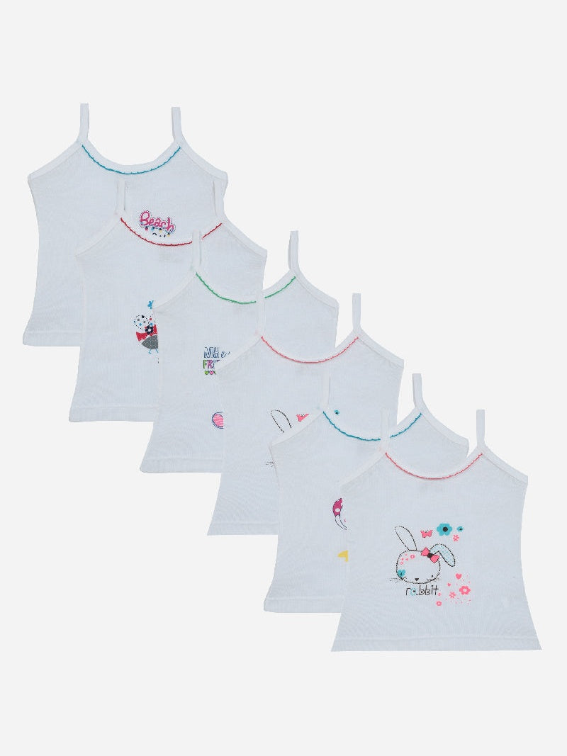 Baby Girls Cotton Rib Vest Dori Neck Sleeveless Pack of 6