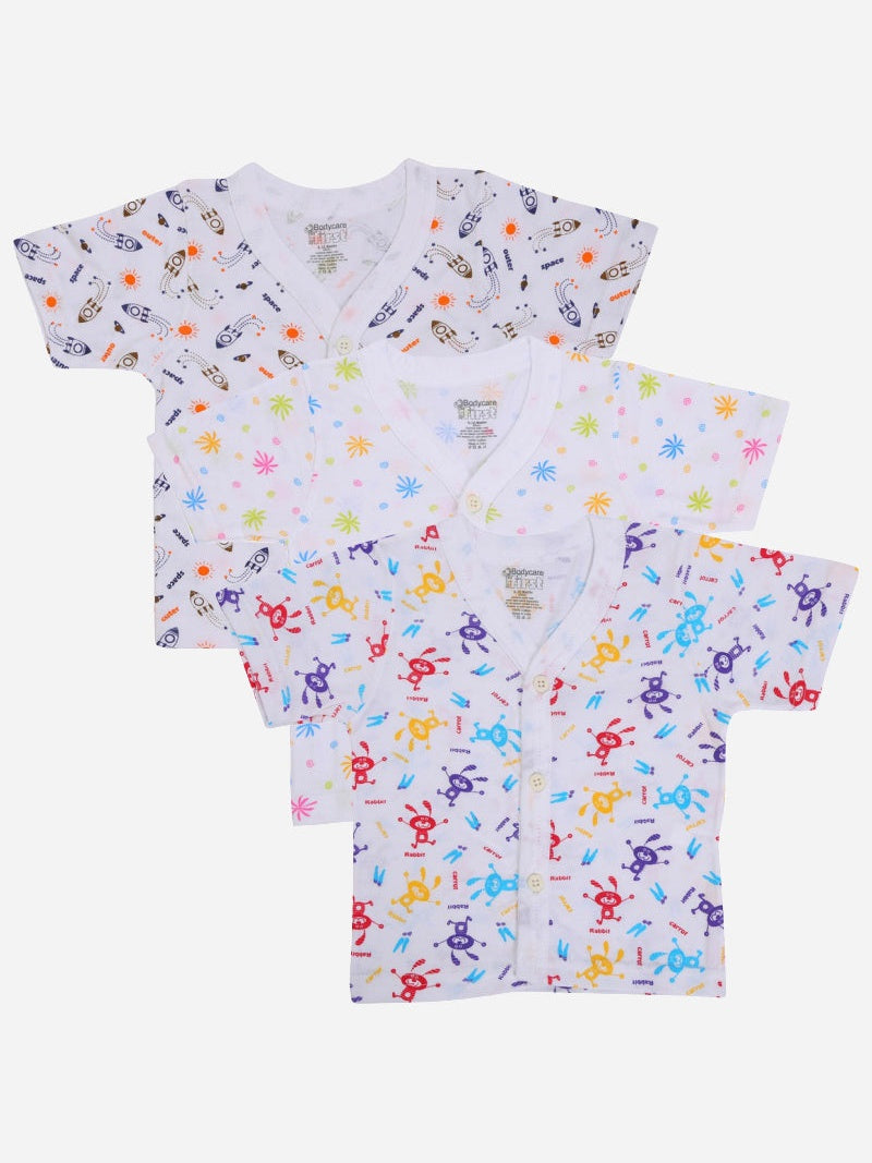 Bodycare Unisex Vest Front Open Half Sleeves Pack Of 3