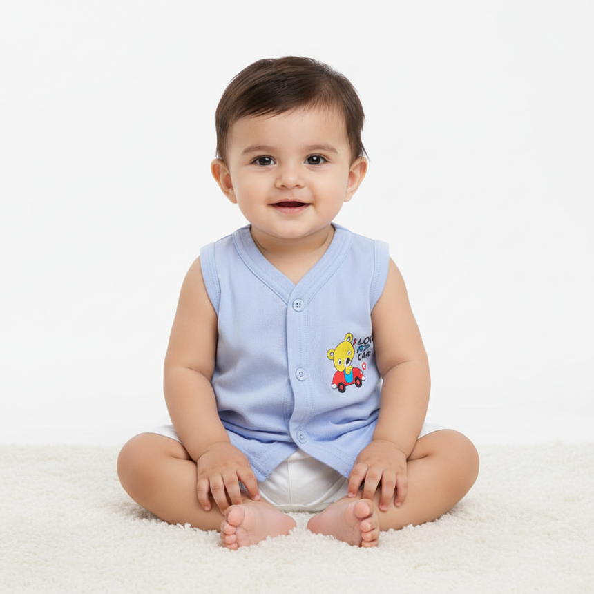 Bodycare Unisex Vest Front Open Half Sleeves Solid Pack Of 6