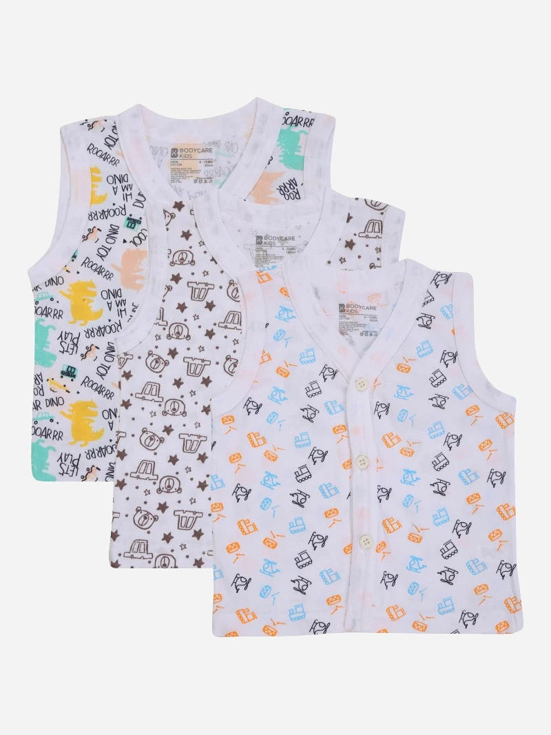 Unisex Vest Front Open Sleeveless Pack of 3