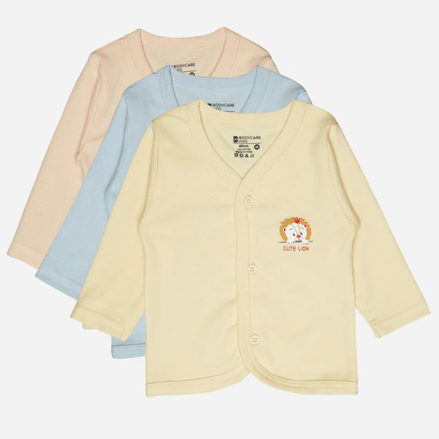 Unisex Baby Vest Front Open Full Sleeves Pack of 3 - Bodycare