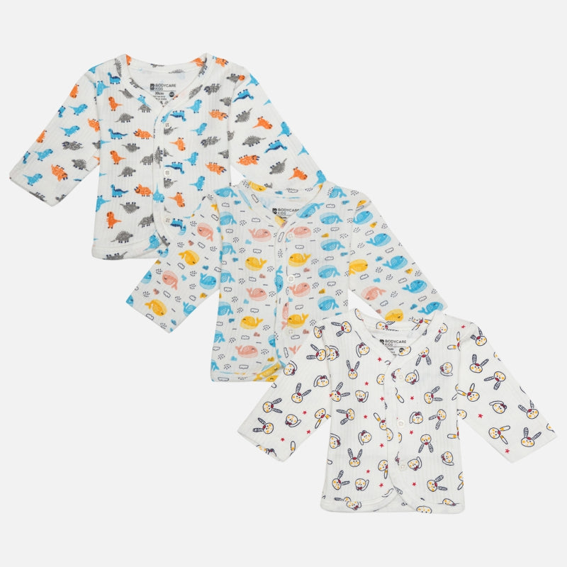 Bodycare Unisex Top Front Open Full Sleeves Pack Of 3 - Assorted