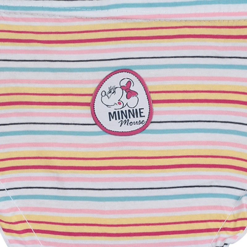 Striped kids innerwear with Minnie Mouse patch, pastel colors, comfortable cotton fabric