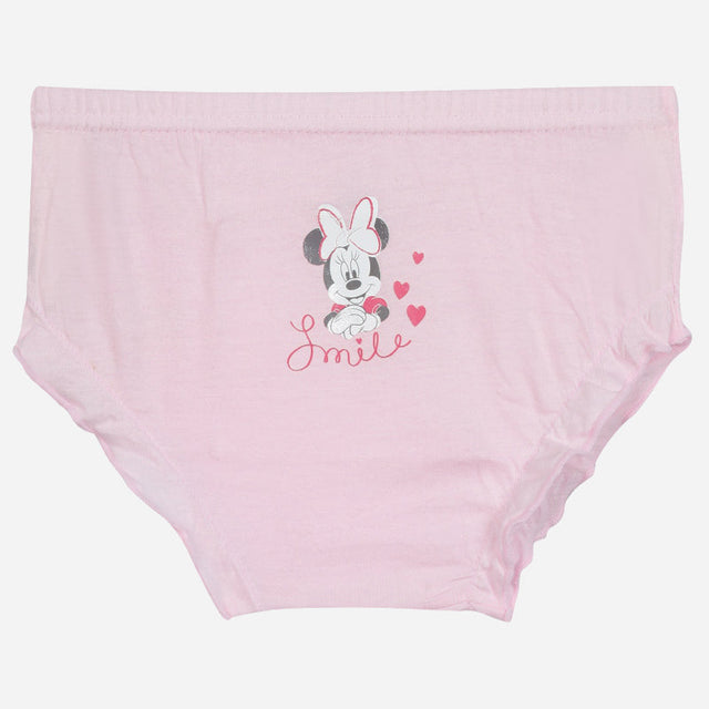 Pink girls' cotton underwear with cartoon character and 'Smile' print, kids innerwear