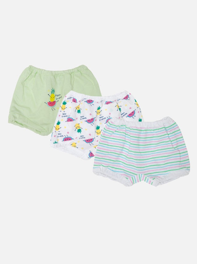 Girls 100% Cotton Bloomer with Breathable Comfort Fit and Tagless Innerwear Feel for Everyday Use - Pack of 3