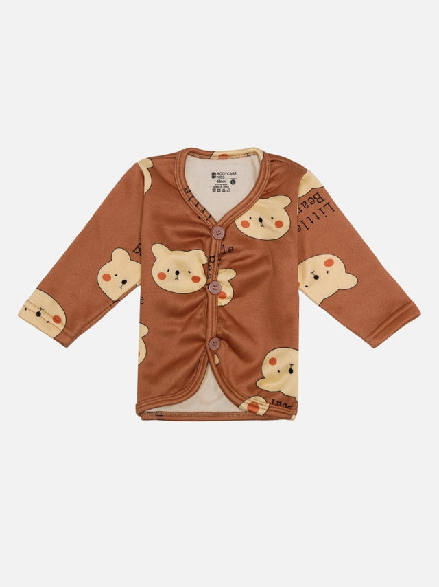 Baby Boys Front Open Full Sleeves Thermal Top with Button Closure for Warm Innerwear and Easy Dressing