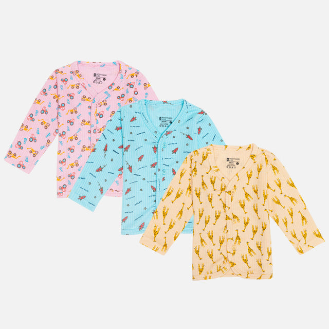 Unisex Top Front Open Full Sleeves Pack of 3 - Bodycare
