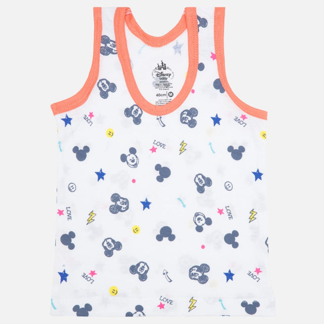 Baby Boys Mickey & Friends 100% Cotton Vest Round Neck Pack of 3 - Bodycare