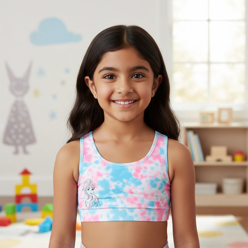 Bodycare Frozen Girls Crop Top Round Neck Sleeveless Assorted - Pack of 2
