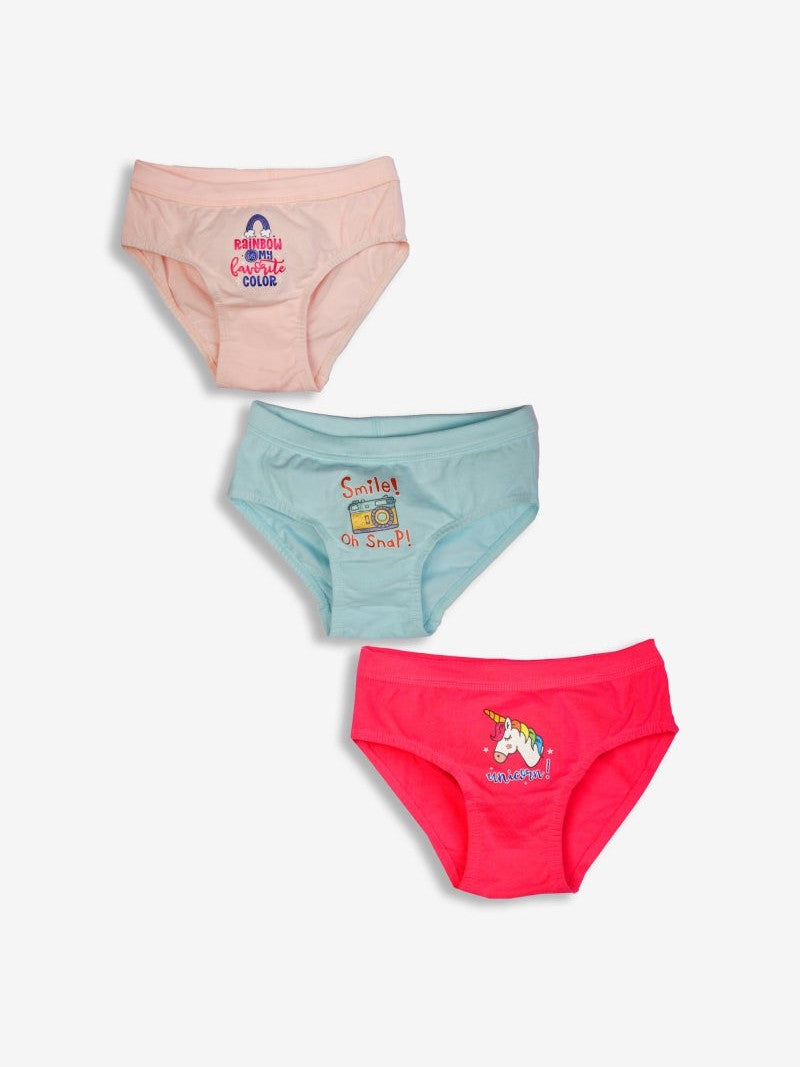 Bodycare Girls Panties Solid Pack Of 3 - Assorted