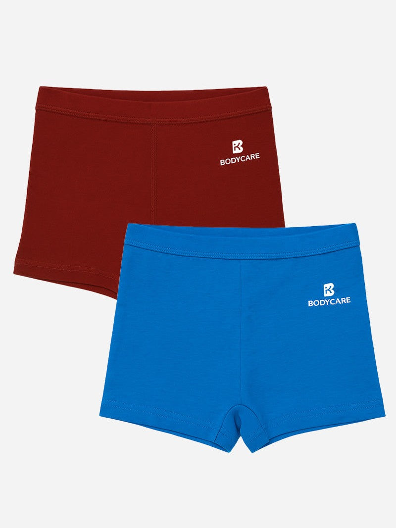 Bodycare Girls Boyshorts Solid Maroon & Blue Pack Of 2