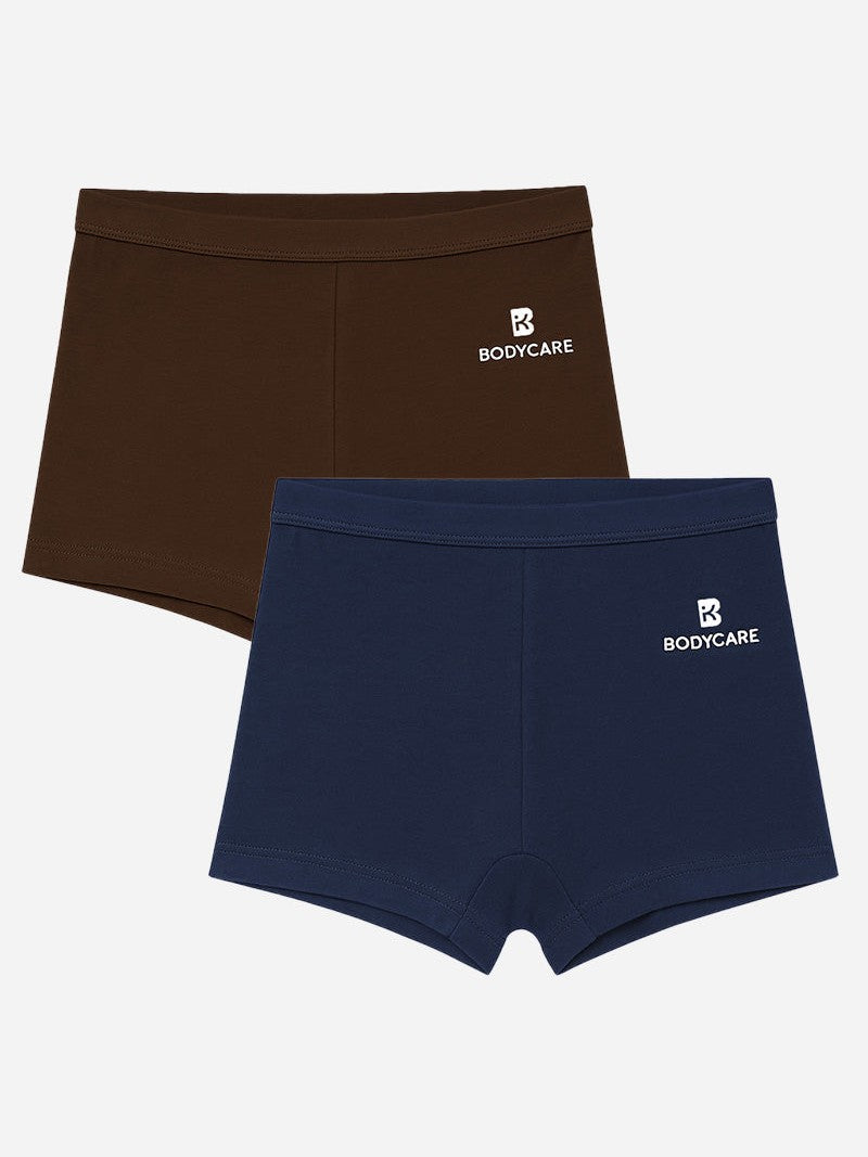 Bodycare Girls Boyshorts Solid Navy & Brown Pack Of 2
