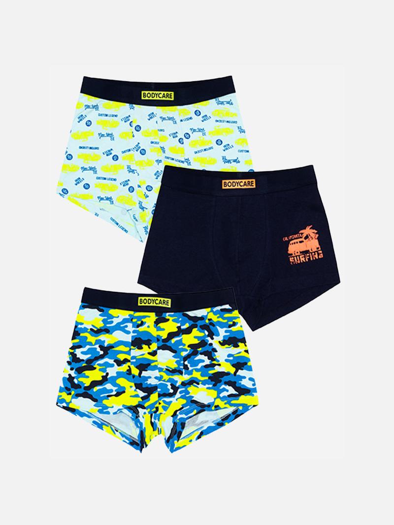 Bodycare Boys Trunk Solid Pack Of 3 - Navy & Multicolor