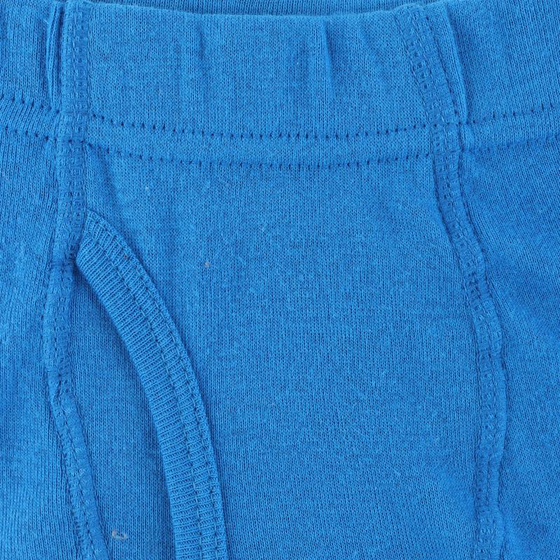 Close-up of blue kids innerwear with elastic waistband and soft cotton fabric