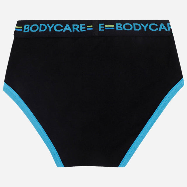 Black kids' underwear with blue waistband and trim, comfortable fit innerwear
