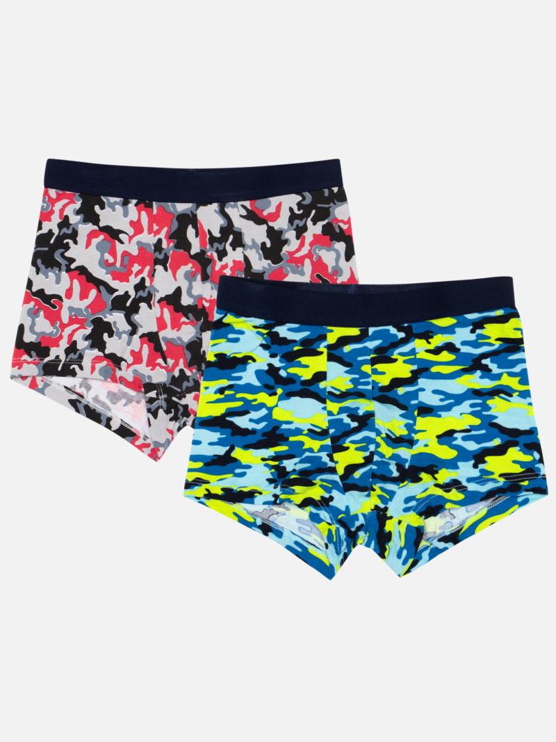 Bodycare Boys Trunk Self Design Pack of 2 - Mint & Red Grey