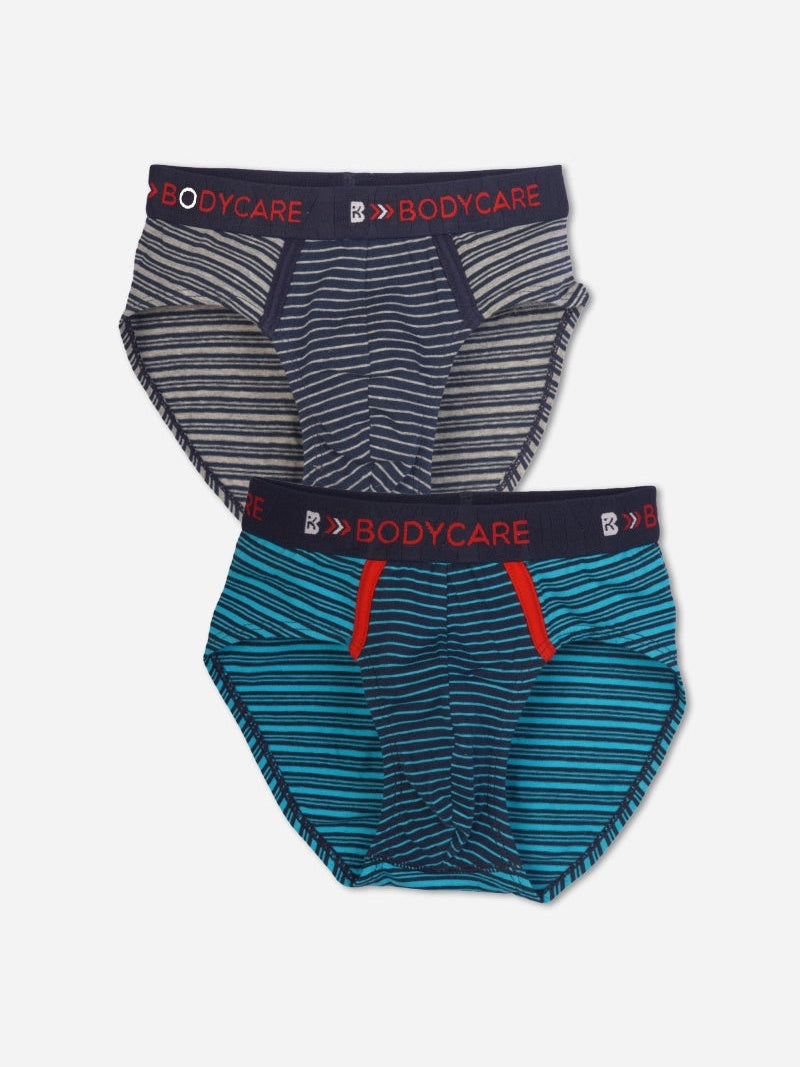 Bodycare Boys Brief Stripe Blue & Navy Pack Of 2