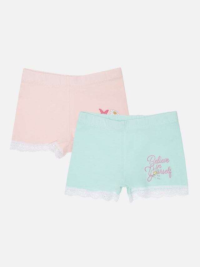 Girls Cotton Spandex Boyshorts Inner Elastic Stretch Pack of 2 - Bodycare