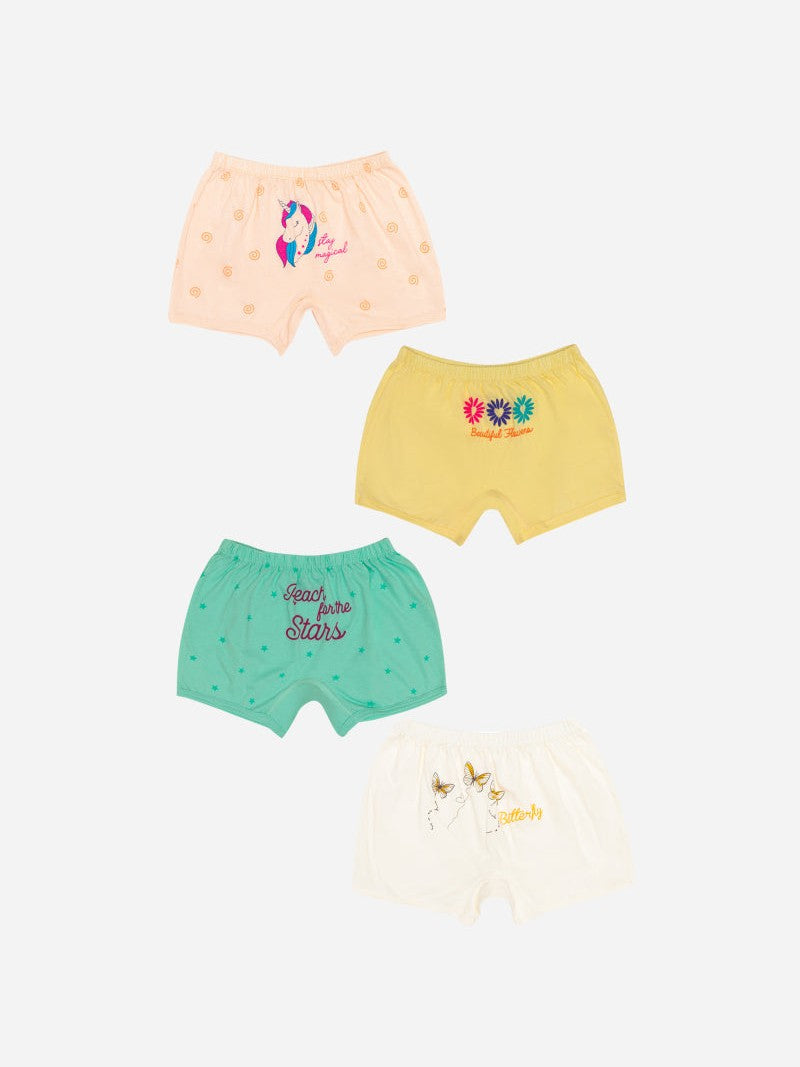 Bodycare Girls Boyshorts Assorted |100% Cotton |Pack Of 4