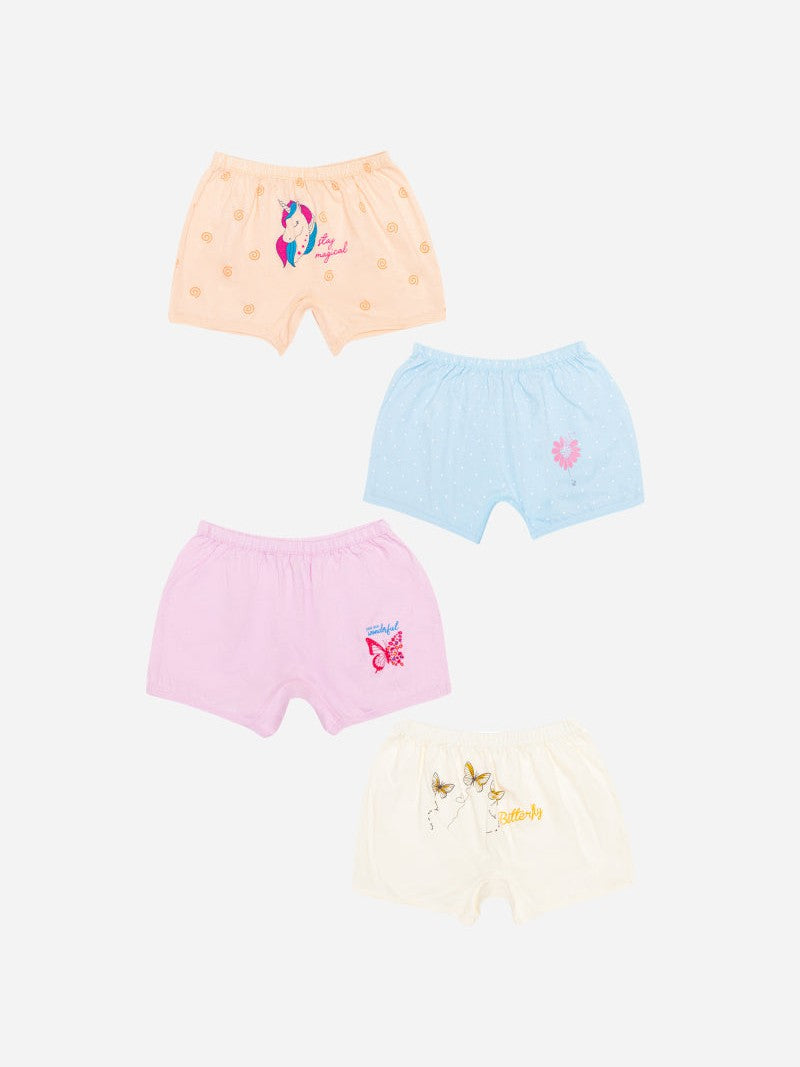 Bodycare Girls Boyshorts Assorted |100% Cotton |Pack Of 4