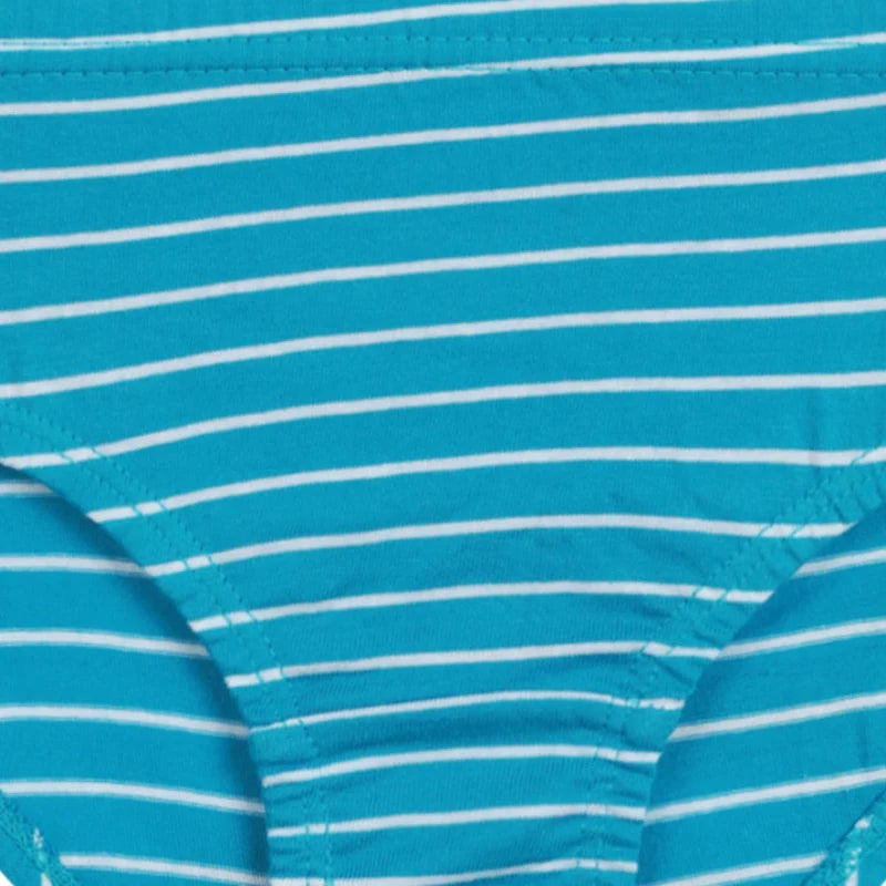 Blue and white striped kids underwear closeup, soft cotton innerwear for children