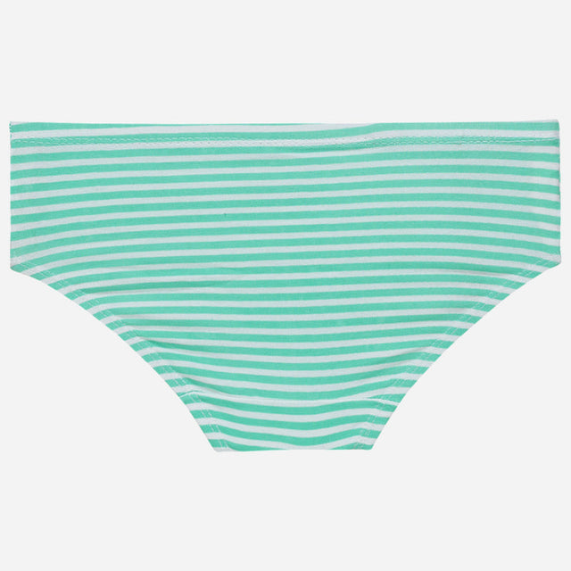 Green and white striped kids innerwear panties on white background