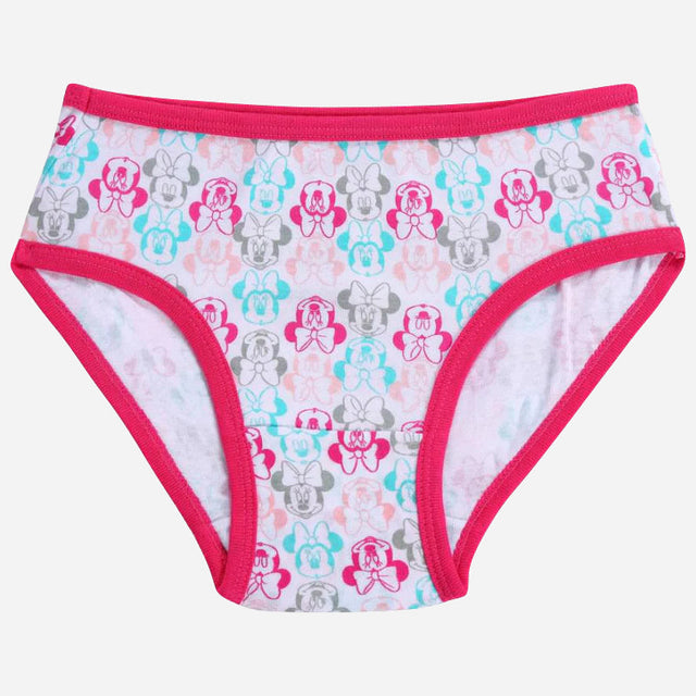 Girls' printed cotton brief with cartoon character pattern and pink trim