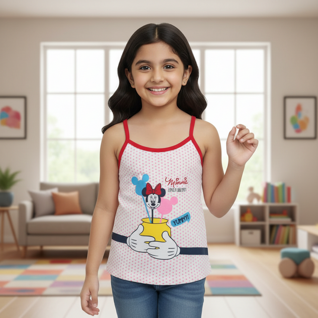 Girls Minnie & Friends Vest Dori Neck Sleeveless Pack of 3 - Bodycare