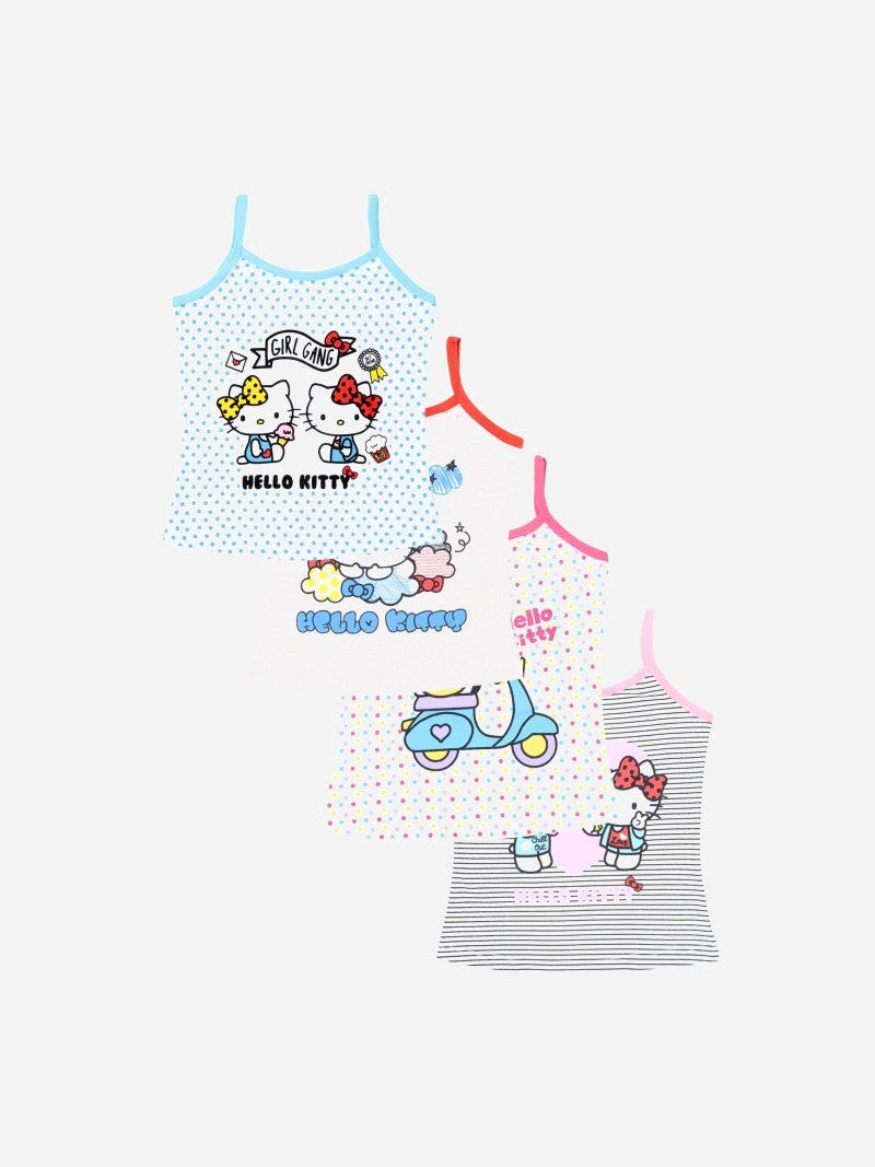 Bodycare Girls Hello Kitty Printed Vest Pack Of 4