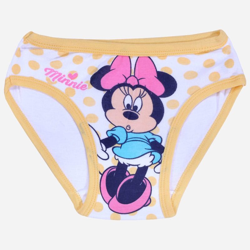 Kids cotton underwear with Minnie Mouse print, yellow polka dots and contrast trim