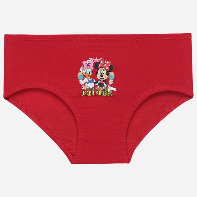 Red kids cotton underwear with cartoon beach buddies graphic on front