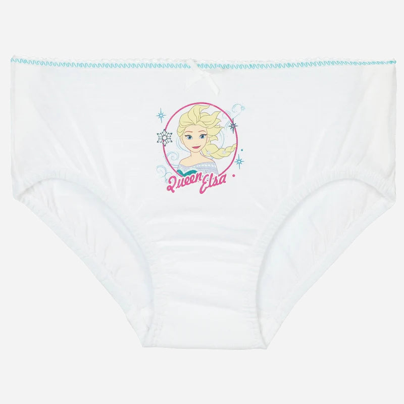 White girls' underwear with Elsa cartoon print and Queen Elsa text on front