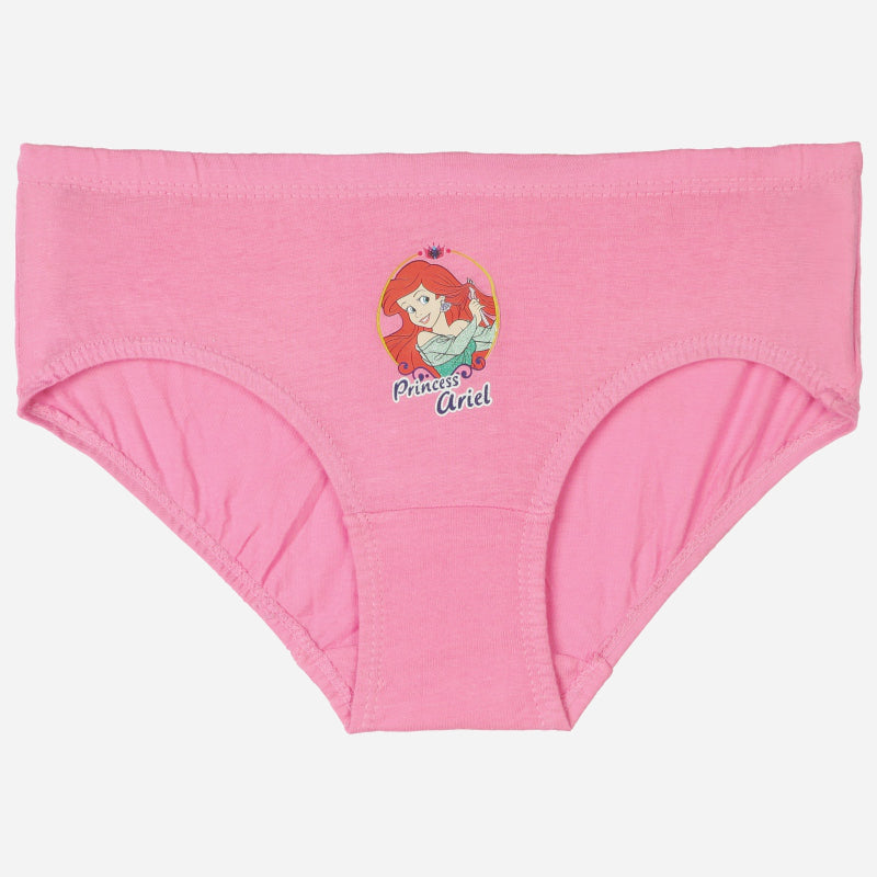 Pink girls' underwear with Princess Ariel cartoon print on front, comfortable cotton innerwear