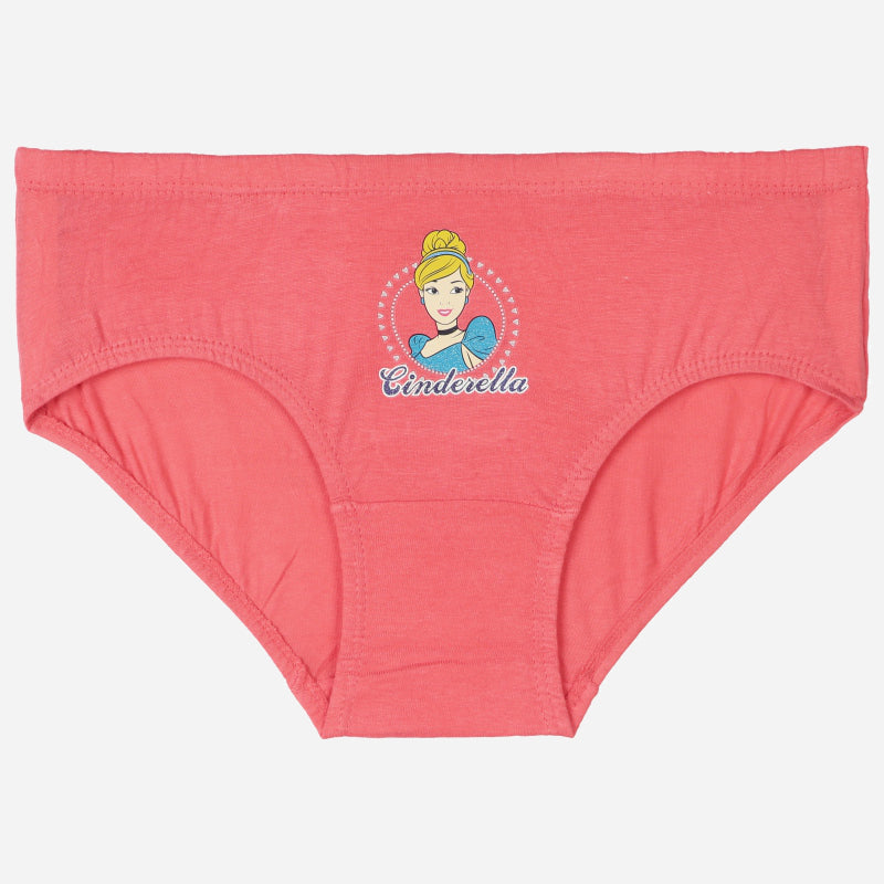 Pink girls' cotton underwear featuring Cinderella cartoon print on the front.