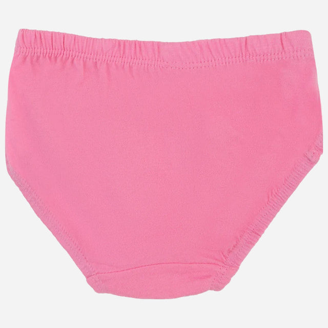 Pink kids innerwear brief with elastic waistband, soft cotton fabric, isolated on white background