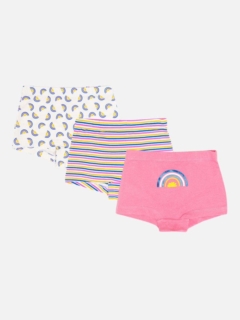 Bodycare Girls Boyshorts Solid |Assorted | 100% Cotton |Pack Of 3
