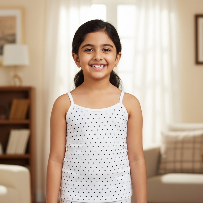 Bodycare Girls Vest Dori Neck | Regular Fit | 100% Cotton |Sleeveless Solid Assorted Pack Of 2