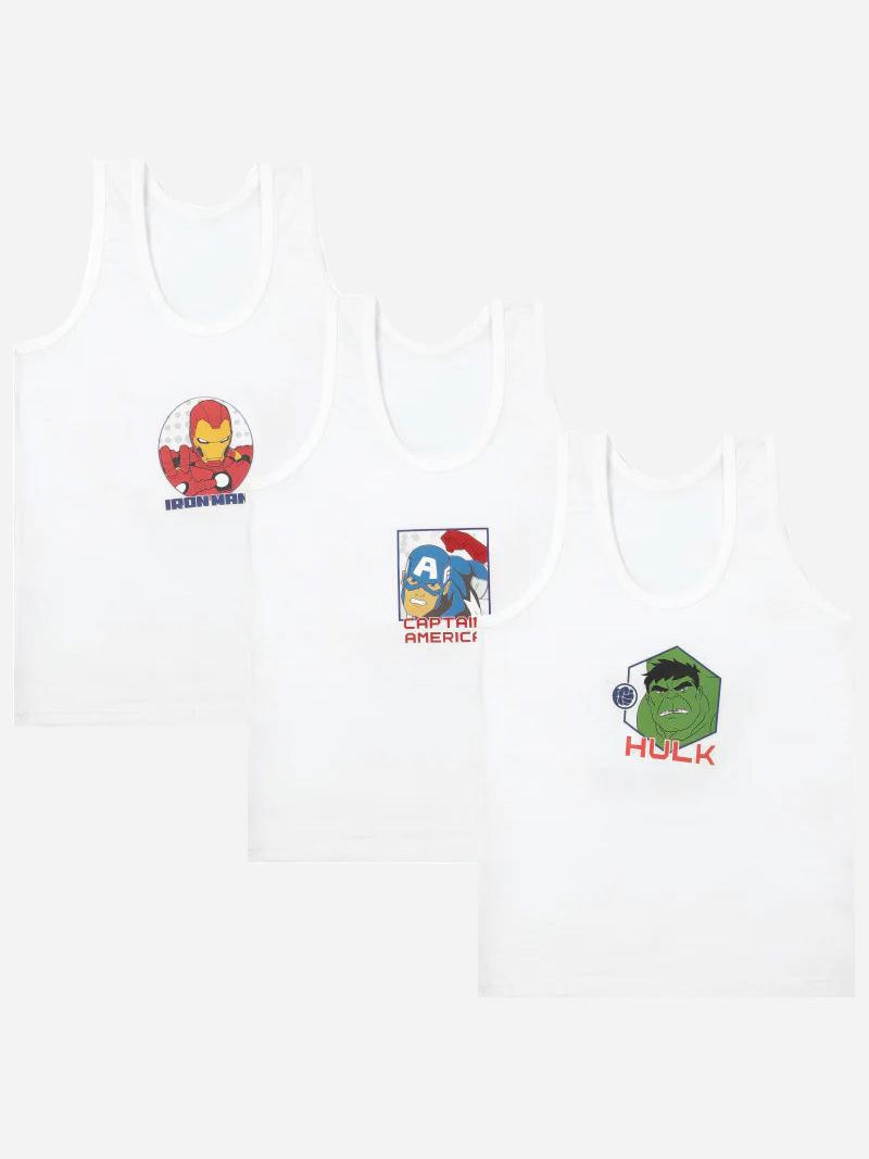 Bodycare Avengers Boys Vest Round Neck Sleeveless Solid Pack Of 3