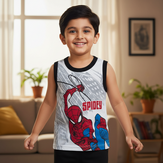 Boys Spiderman 100% Cotton Vest Pack of 3 - Bodycare