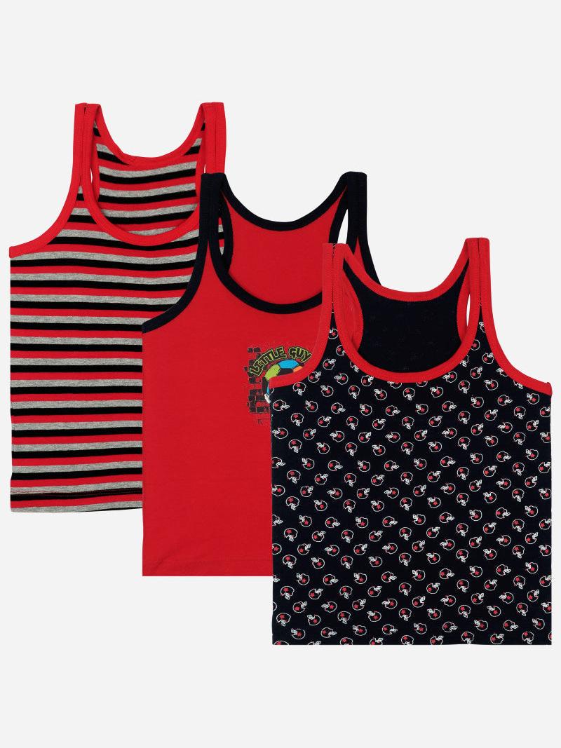 Bodycare Boys Vest Round Neck Sleeveless Solid Pack Of 3