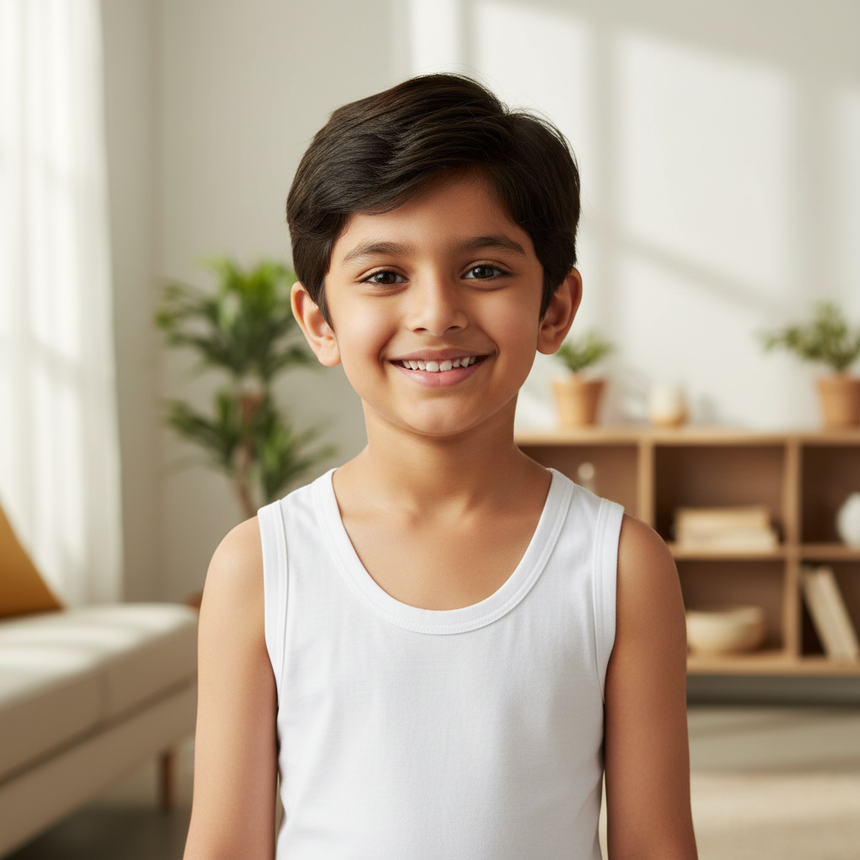 Bodycare Boys Vest Round Neck Sleeveless Solid Pack Of 3