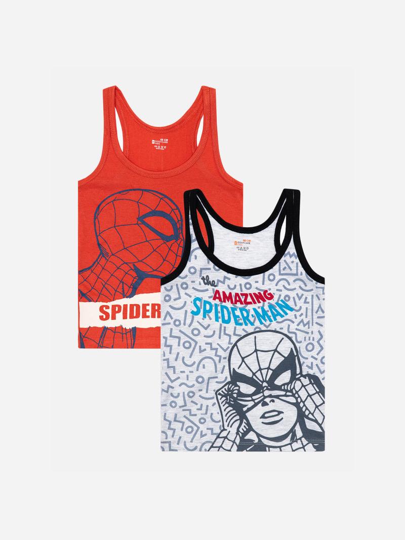 Bodycare Spiderman Boys Vest | Regular Fit | 100% Cotton | Round Neck Assorted Pack Of 2