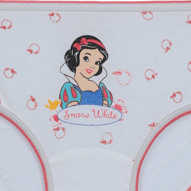 White girls' underwear with Snow White cartoon print and red apple pattern
